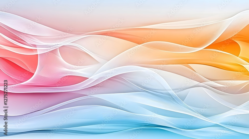 Aufkleber Smooth and Flowing Abstract Digital Wave Design with Harmonious Gradient Transitions Between Vibrant Pink Orange and Blue Colors Evoking a Sense of Energy and Tranquility in a Modern Digital Aesthetic