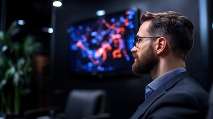 Focused Corporate Team Engaging Digital Presentation