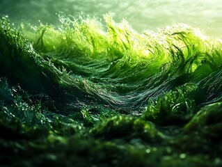 Green Algae Waves Ocean Surface