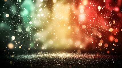 Obraz premium Elegant and luminous holiday themed background with a radiant display of softly glowing red green and gold festive lights forming an enchanting and cheerful Christmas mood