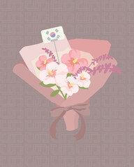 대한민국 상징 꽃 무궁화 꽃다발 일러스트