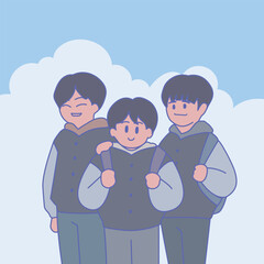 Freshmen College Students at Orientation Illustration