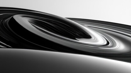 Obraz premium Abstract black swirl vortex, 3D render, white background, design element