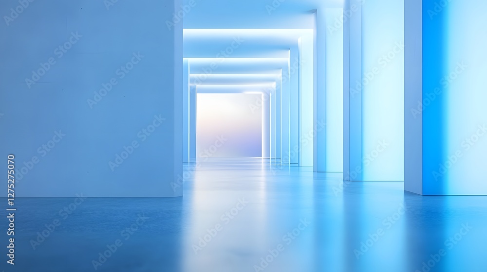 Poster a sophisticated and minimalist art gallery exhibiting powerful abstract artworks centered on themes 