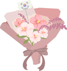 대한민국 상징 꽃 무궁화 꽃다발 일러스트