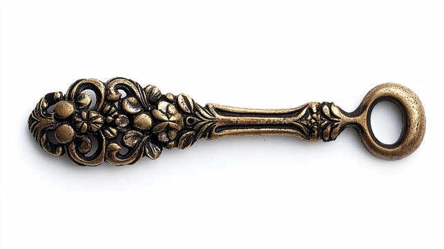 An elegantly displayed vintage glove button hook on a white background, highlighting its intricate craftsmanship, ideal for fashion aficionados and antique collectors.