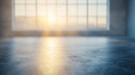 Fototapeta premium Bright Morning Light Shining Through Large Windows in Modern Space
