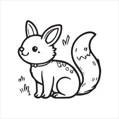Cute Cartoon fox Line Art Illustration. Perfect for coloring books, digital art, children's illustrations, education, back to school