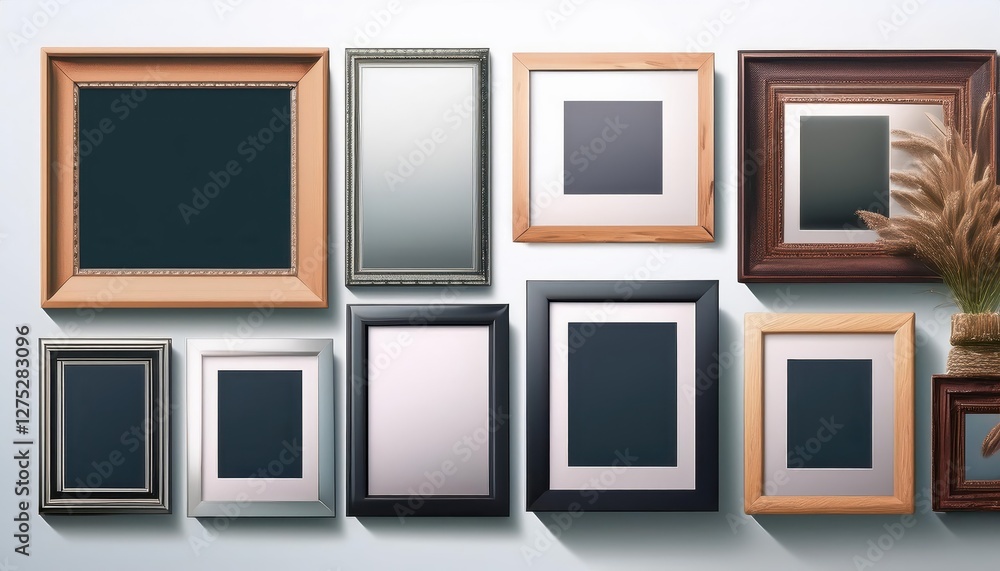 Poster collection of isolated photo frames in various shapes elegant and innovative template mockups for ar