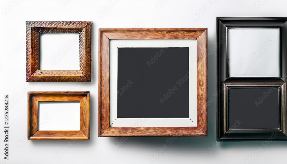 Poster collection of unique photo frames in various shapes isolated template mockups showcasing different d