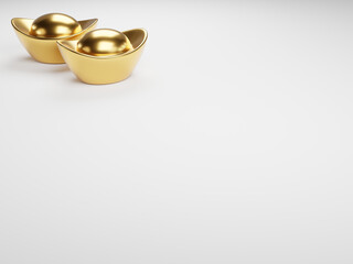 Chinese new year decorations gold yuan bao ingot high-resolution High-quality 3D rendering wallpaper object