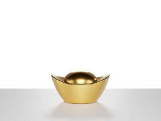 Chinese new year decorations gold yuan bao ingot high-resolution High-quality 3D rendering wallpaper object PNG