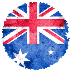 オーストラリア　　国旗　水彩　円　アイコン