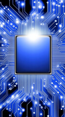 Bright blue technology background with circuit patterns
