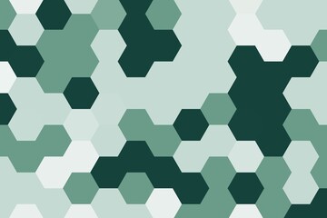Fototapeta premium Hexagonal pixelated pattern in deep jungle green with a bold geometric grid effect. Abstract background concept