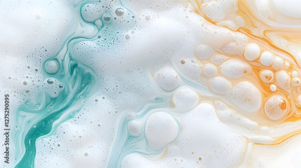 Aufkleber Enchanting Ethereal Fusion A mesmerizing abstract artwork showcasing a blend of retro inspired pigments floating bubbles and delicate textures