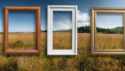 Fototapeta premium Vibrant Artistic Collage of Handcrafted Picture Frames, Showcasing a Blend of Textures, Colors, and Shapes in a Timeless Display