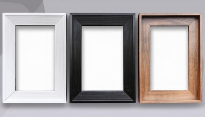 Elegant White Picture Frames with Transparent Backdrop, Showcasing Artwork in Modern Minimalist Design, Perfect for Digital Art, Home Decor, or Design Inspiration.