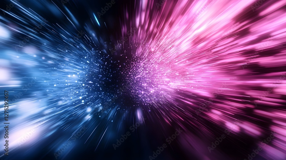 Aufkleber mesmerizing tunnel filled with vibrant streaks of colorful neon lights creating an intense motion bl