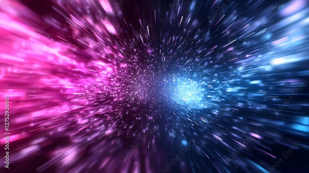Aufkleber a high intensity abstract tunnel scene illuminated by cascading neon lights in a futuristic color pa