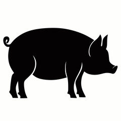 Pig silhouette vector. red meat. Pork. food. animal silhouette