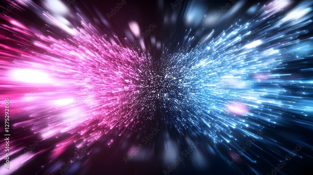 Aufkleber A breathtaking cyberpunk inspired tunnel with pulsating waves of colorful motion blur lights creating an immersive sense of velocity digital a futuristic world of technology
