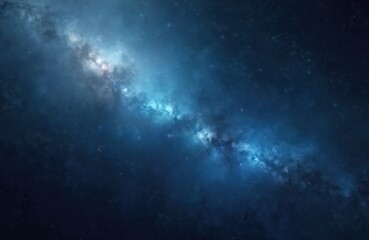 Galaxy theme gradient background. Blending from deep black into midnight blue with starry white. Cosmic, captivating atmosphere. Great for wallpaper, presentation background or printing on clothes.