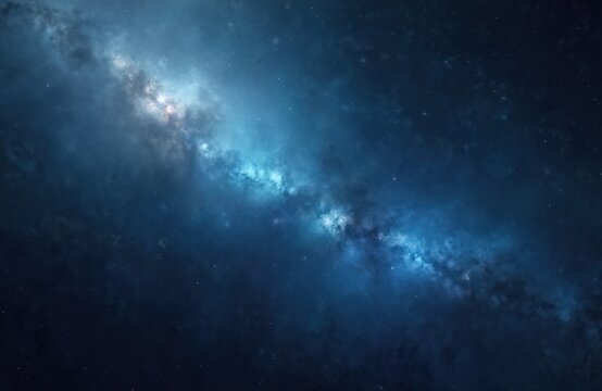 Galaxy theme gradient background. Blending from deep black into midnight blue with starry white. Cosmic, captivating atmosphere. Great for wallpaper, presentation background or printing on clothes.