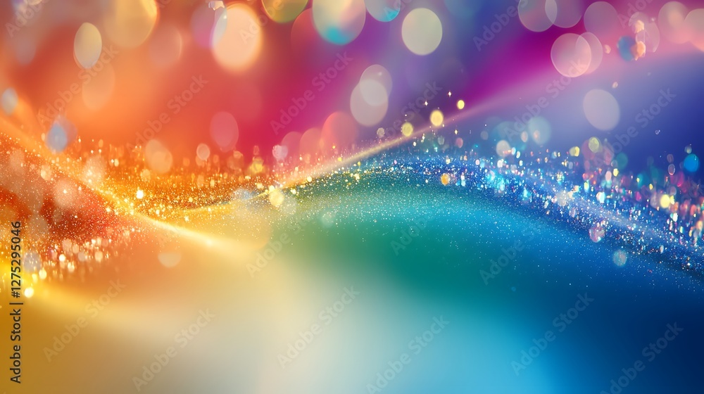 Poster Vibrant and dreamy blurred rainbow color spectrum background softly blending hues of red orange yellow green blue and violet creating a smooth and elegant gradient effect