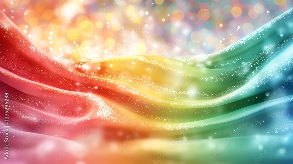 Poster smooth and blurred spectrum of rainbow colors softly transitioning from warm to cool tones perfect a