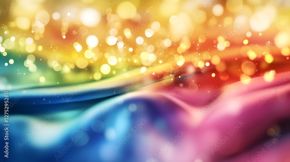 Poster captivating blurred spectrum of vibrant rainbow colors softly transitioning from warm to cool tones 