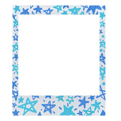 square frame with blue starts doodle