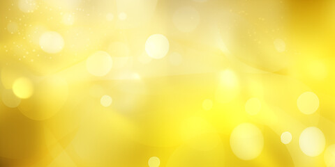 Abstract yellow and white bokeh background with glowing lights and soft blur effect.