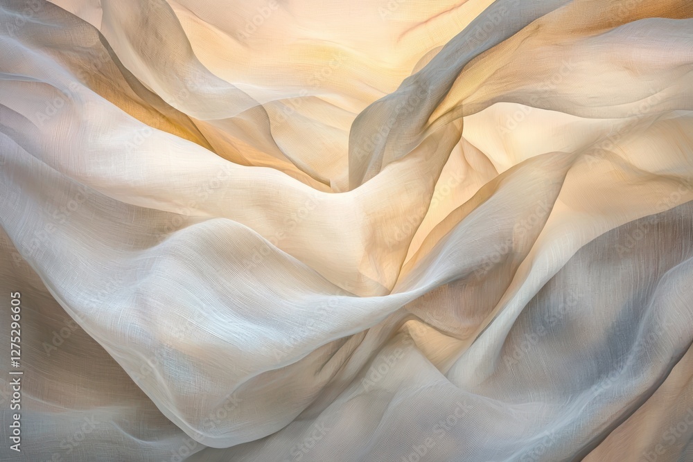Poster soft flowing fabric in delicate layers creating a serene abstract background