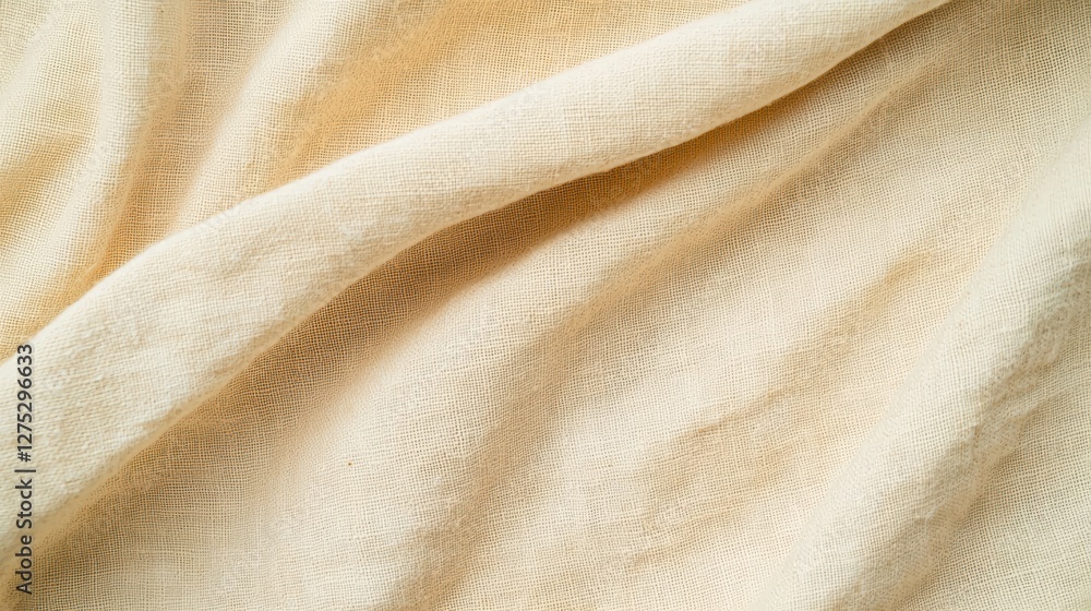Poster soft cream colored fabric texture with subtle wrinkles and pleats for background use