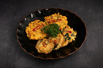 Korean traditional food, Fried eggplant with chili and parsley