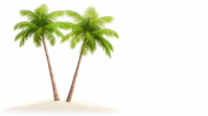 Obraz premium Tropical Paradise: Two Lush Palm Trees on a Sandy Beach