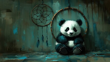 Cute panda dreamcatcher room art