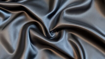 Obraz premium Luxurious Black Satin Fabric with Soft Smooth Texture and Elegant Drapery