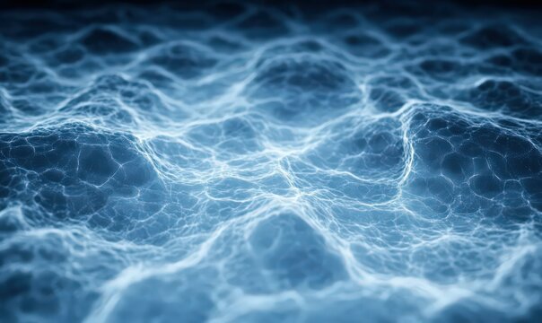 Abstract Blue Digital Network Landscape Glowing Nodes and Lines