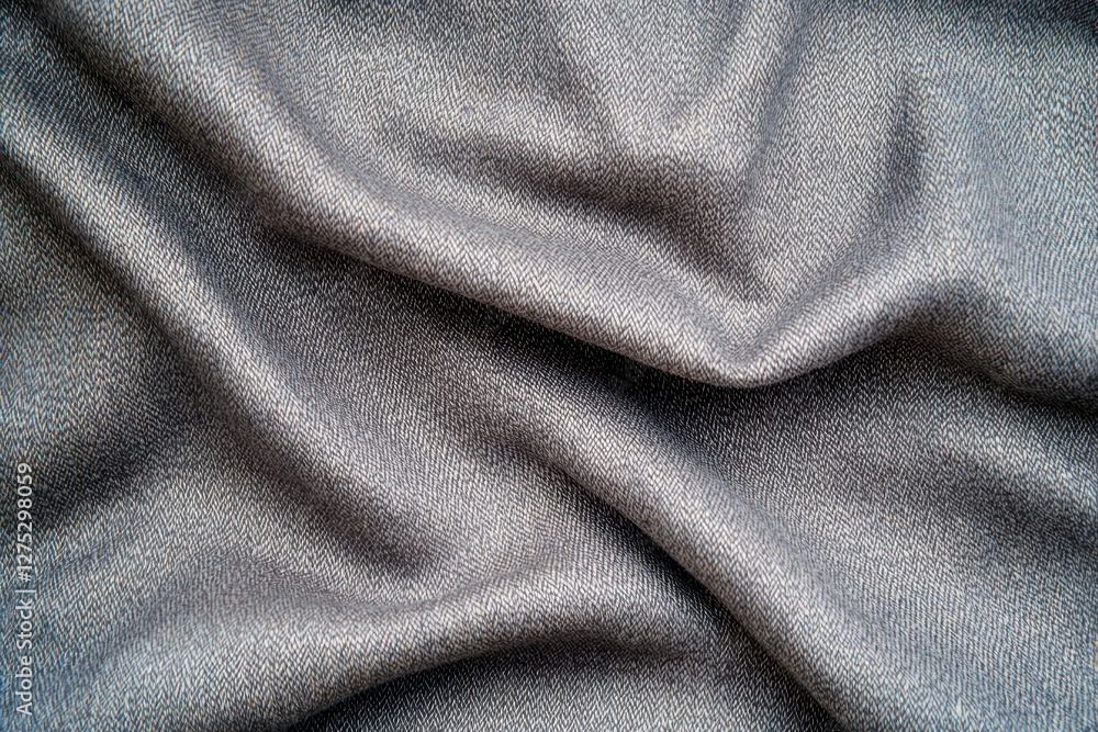 Poster soft textured gray fabric with elegant herringbone pattern and smooth drapery
