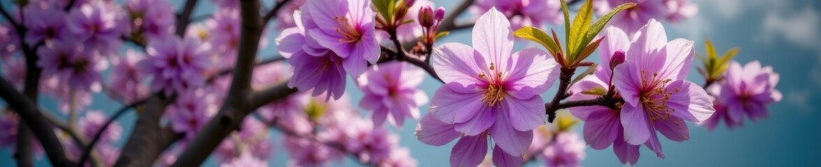 Fototapeta premium Jacaranda tree with a mix of purple and white flowers, flowers, nature