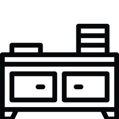 Study desk outline detail icon