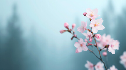 Delicate Pink Cherry Blossoms in Soft Focus