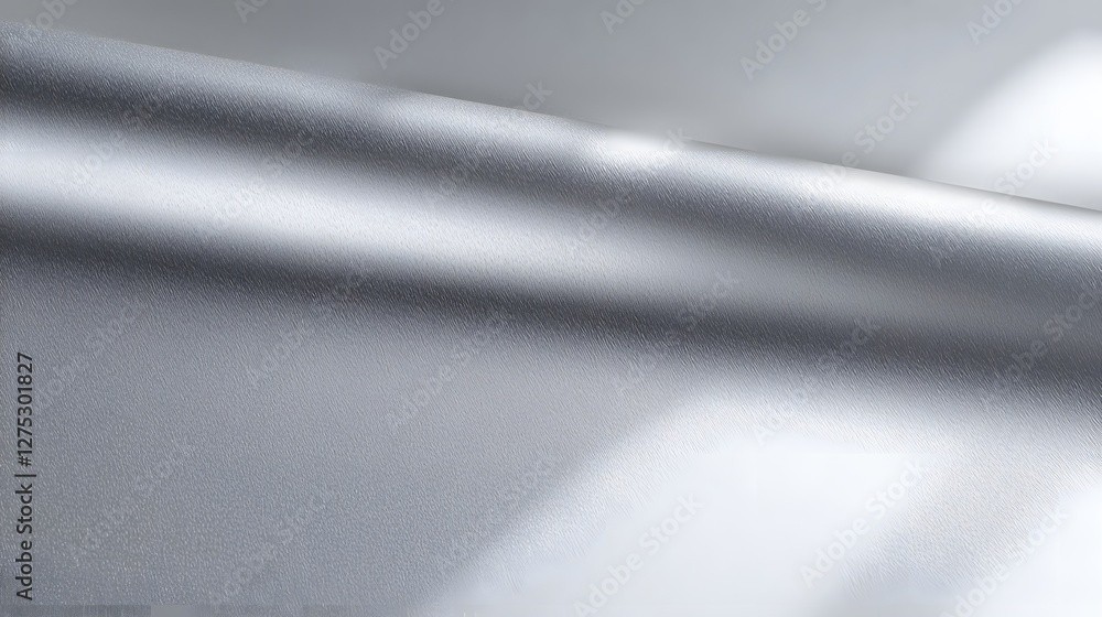 Poster Elegant and modern abstract background with a smooth shiny gray aluminum metallic texture featuring gentle wavy light patterns