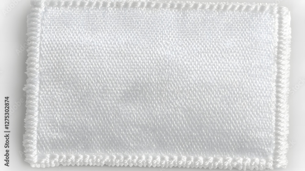 Poster elegant blank white clothing tag label with a smooth matte finish isolated on a plain white backgrou