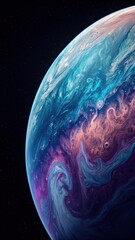 Colorful Swirling Sphere Resembles a Planet in Deep Space