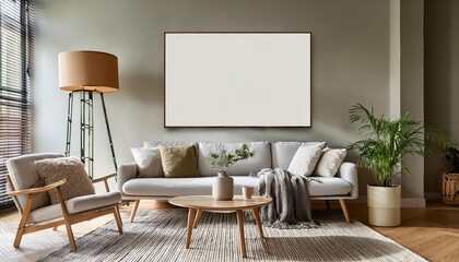 3D Rendered Living Room Mockup Rich Textures Vibrant Decor in Modern Home Interior, Evoking a Warm Inviting Atmosphere