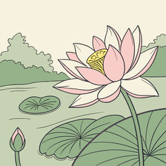 vector illustration of lotus flower