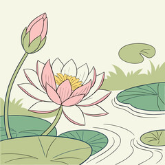 vector illustration of lotus flower